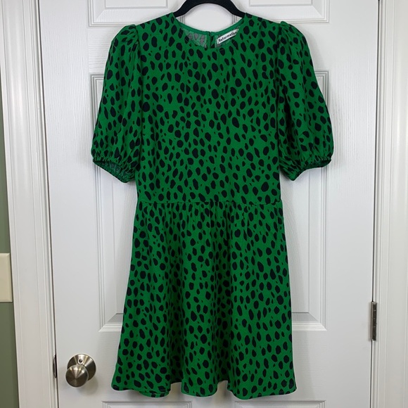 Reformation Kelly green and black Dulce mini dress sz 4 - Picture 4 of 13